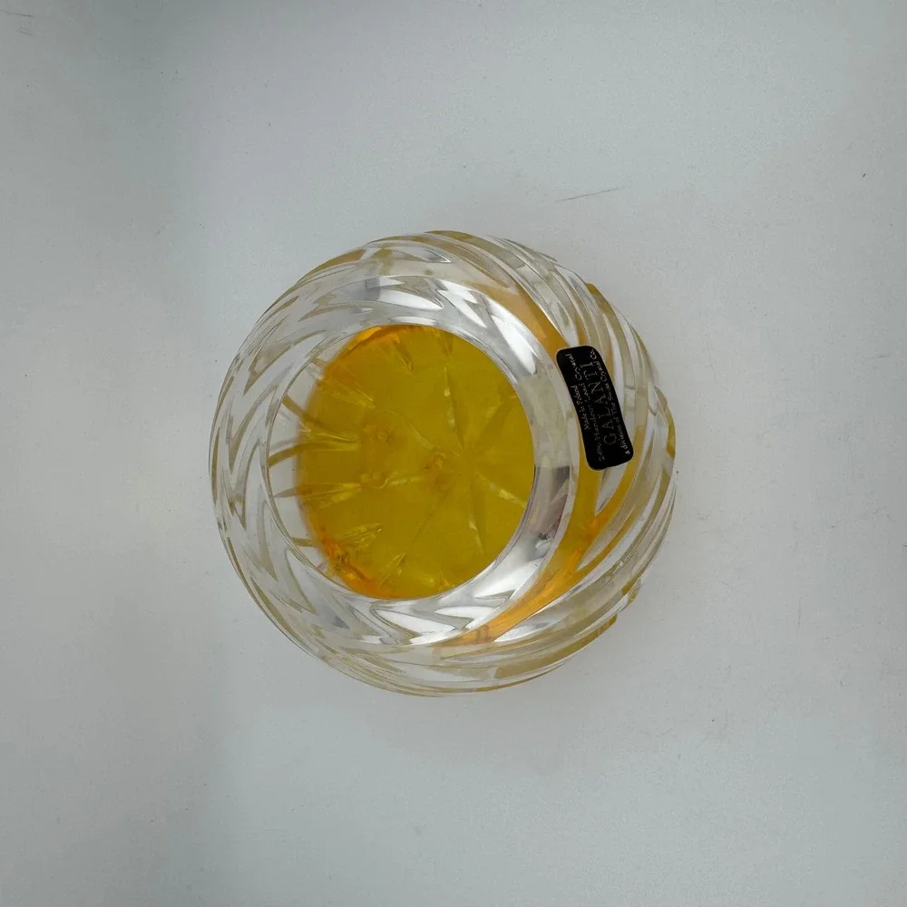 Galanti Vintage Yellow Amber Handcut Lead Crystal Swirl Rose Bowl Vase - Poland
